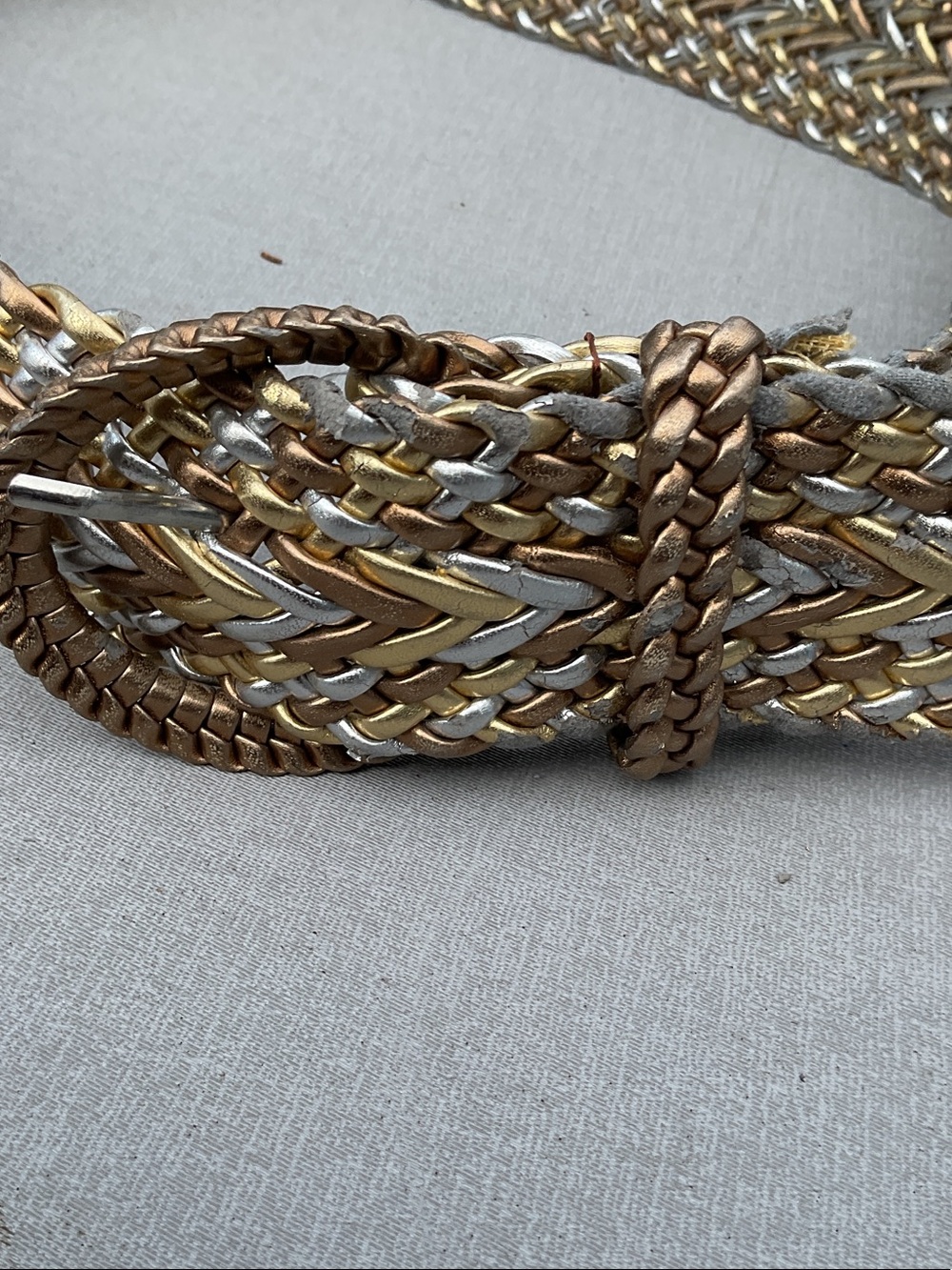 Woven Metallic Multi-Color Braided Belt - Picture 2 of 4